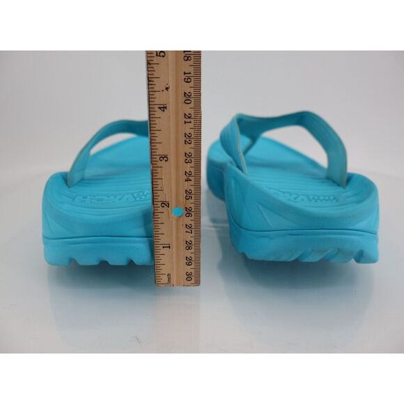 Hoka One One Ora Recovery Slide Mens 12 Blue Rubber Wedge Comfort Thong - Picture 6 of 11